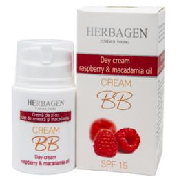 Crema de Zi BB Cream cu Zmeura si Ulei de Macadamia SPF 15 Herbagen, 50g cu comanda online