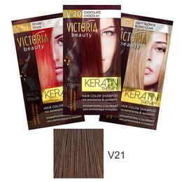 Sampon Nuantator cu Keratina Camco Victoria Beauty Keratin Therapy, nuanta V21 Medium Brown, 40ml cu comanda online