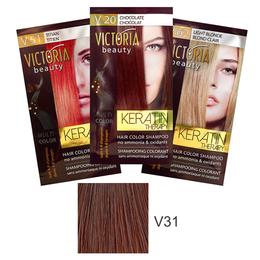 Sampon Nuantator cu Keratina Camco Victoria Beauty Keratin Therapy, nuanta V31 Chestnut, 40ml cu comanda online