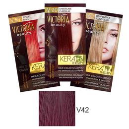 Sampon Nuantator cu Keratina Camco Victoria Beauty Keratin Therapy, nuanta V42 Aubergine, 40ml cu comanda online