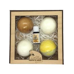 Set cadou Bile efervescente de baie Lucille in cutie cadou – Cocos si Citrice, 500g cu comanda online