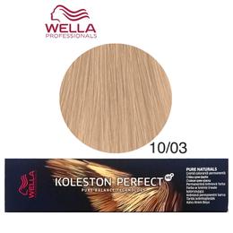 Vopsea Crema Permanenta – Wella Professionals Koleston Perfect ME+ Pure Naturals, nuanta 10/03 Blond Luminos Deschis Auriu Natural cu comanda online