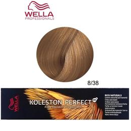 Vopsea Crema Permanenta – Wella Professionals Koleston Perfect ME+ Rich Naturals, nuanta 8/38 Blond Deschis Auriu Albastrui cu comanda online