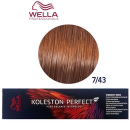 Vopsea Crema Permanenta – Wella Professionals Koleston Perfect ME+ Vibrant Reds, nuanta 7/43 Blond Mediu Rosu Auriu cu comanda online