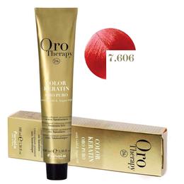 Vopsea Permanenta fara Amoniac Fanola Oro Therapy Color Keratin 7.606 Blond Rosu Aprins, 100ml cu comanda online